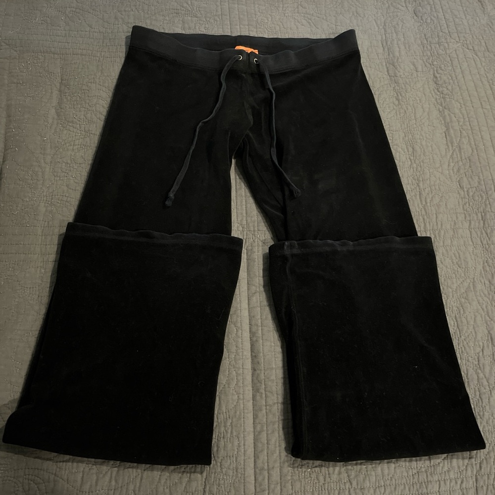 VTG Juicy Couture Black Velour Track Pants Size Small